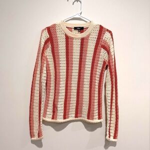 Lulu’s Retro Em Gee Pink Multi Striped Crochet Pullover Sweater - XS